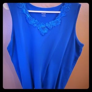 Blue Embroidered Dress Tank